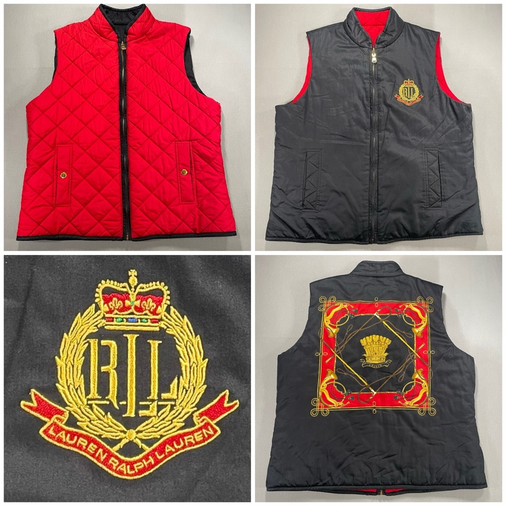 Lauren Ralph Lauren Reversible Equestiran Quilted Vest, Design - Womens Large